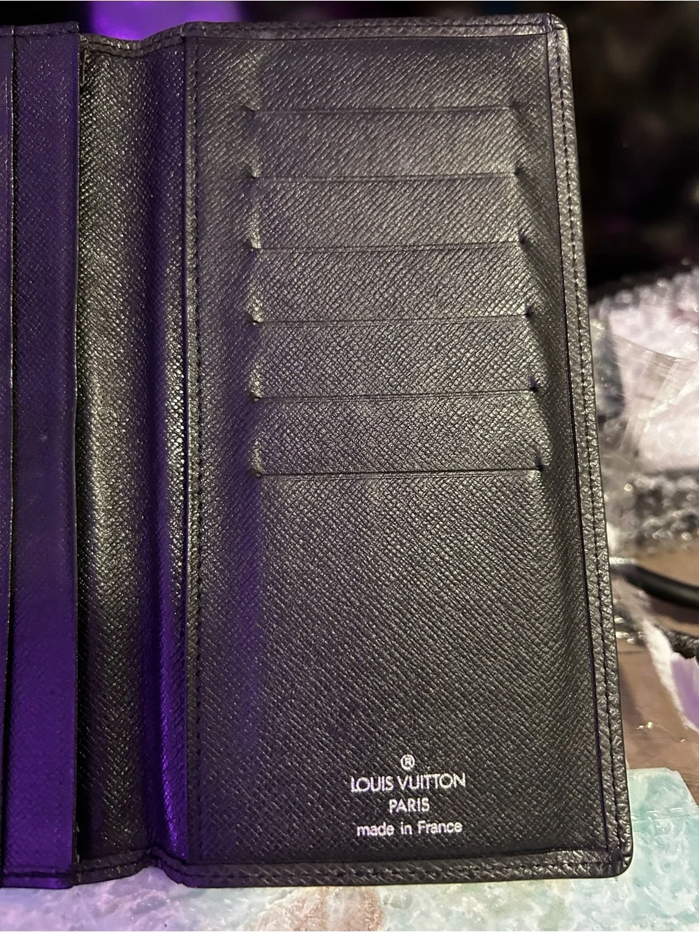 Louis Vuitton Black Slim Card Holder Wallet